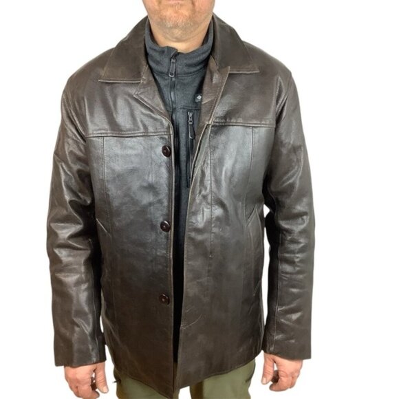 GENUINE LEATHER BROWN JACKET OLD EL PASO XL - Picture 1 of 10